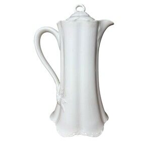 Antique Haviland Limoges Porcelain Chocolate Pot All White Chip Under Lid